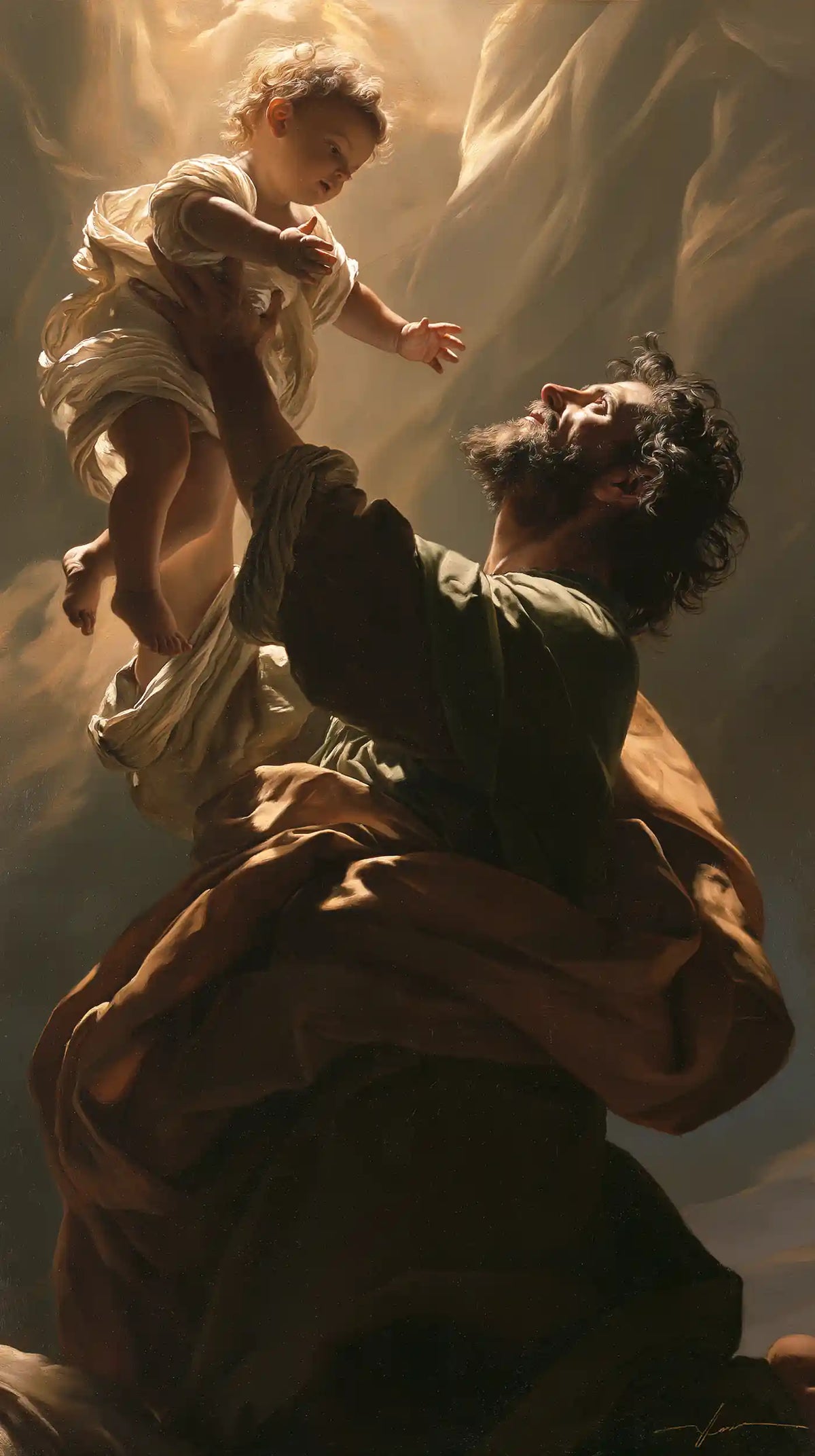 Saint Joseph with the Child Jesus – Theatrical Baroque · Portrait no. 2