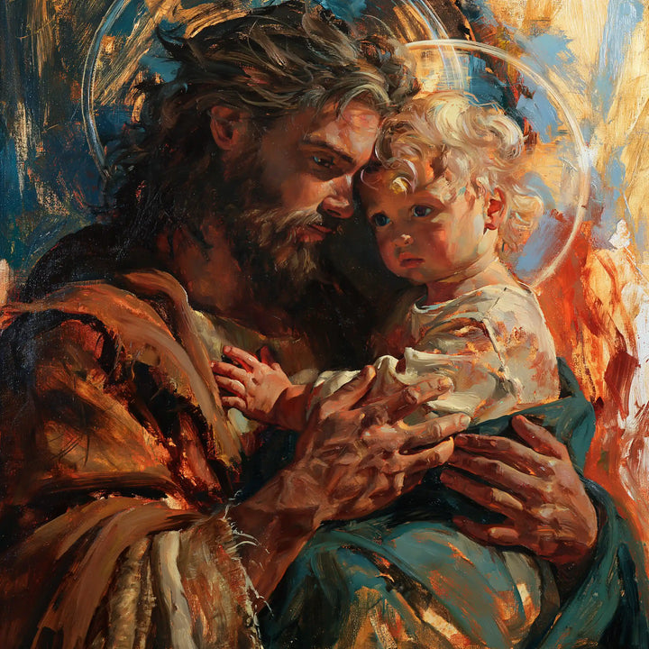 Saint Joseph with the Child Jesus – Expressionist · Square no. 5