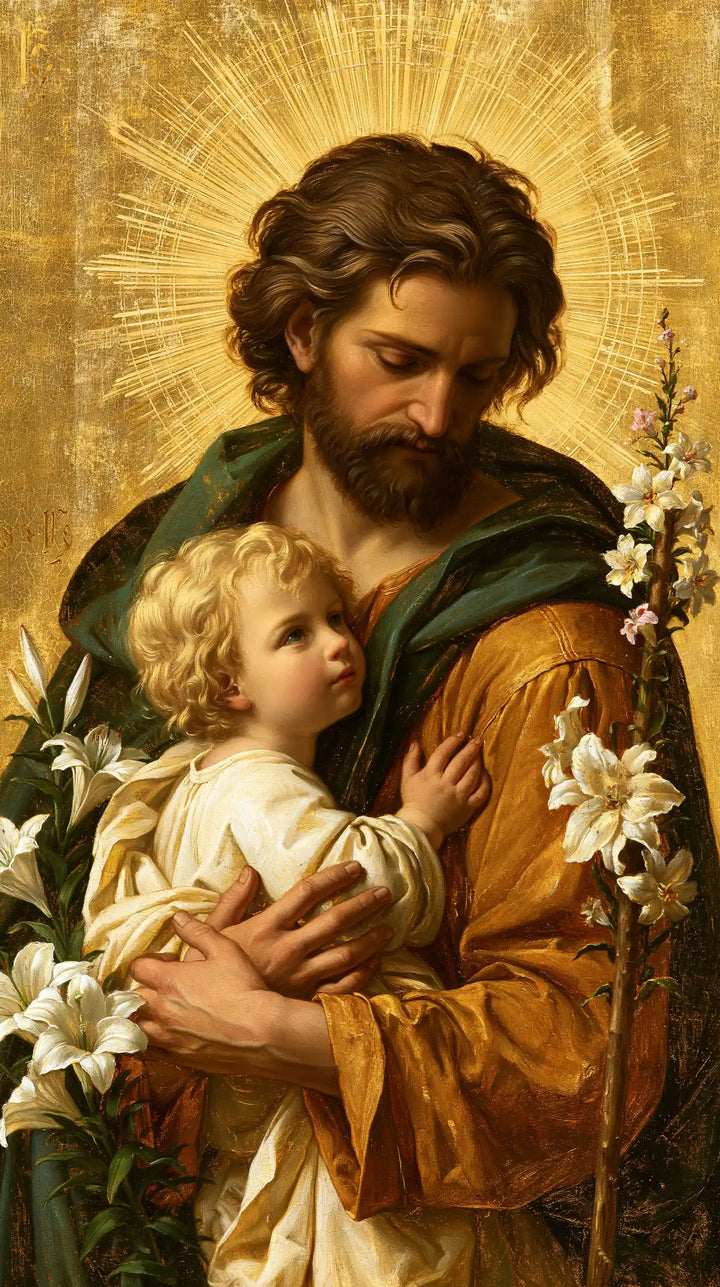 Saint Joseph with the Child Jesus – Sacred Gold · Portrait no. 2