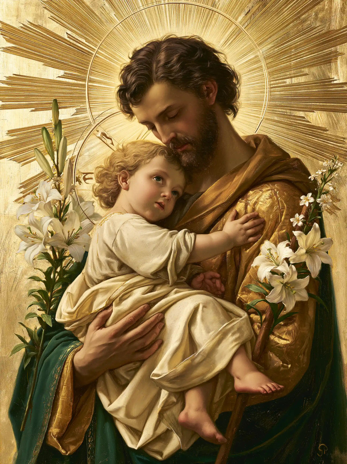 Saint Joseph with the Child Jesus – Sacred Gold · Portrait no. 13
