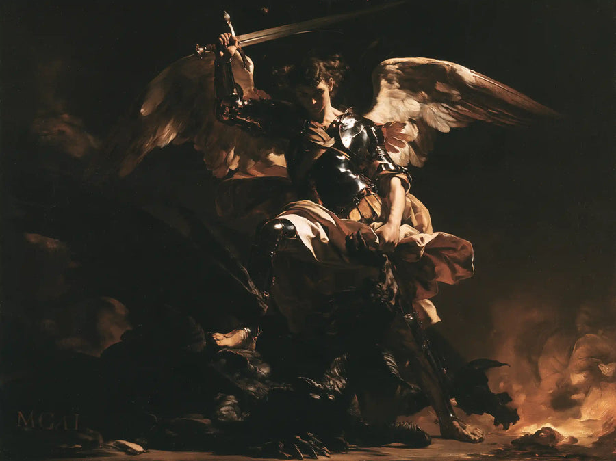Saint Michael the Archangel – Caravaggio Tenebrism · Landscape no. 5
