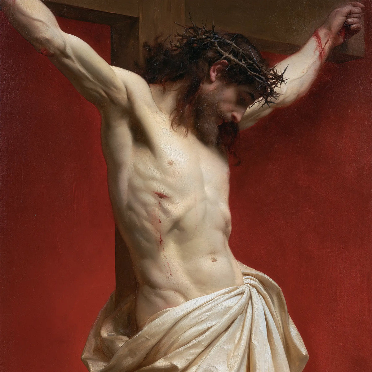 The Crucifixion – Carmine Prayer Beneath the Cross