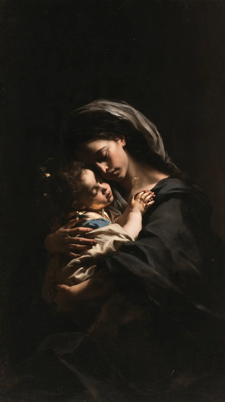 Virgin Mary and Child Jesus - Black and Gold · Portrait n° 14