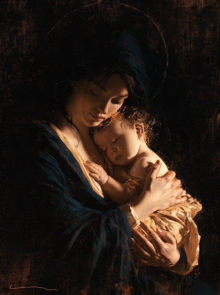 Virgin Mary and Child Jesus - Black and Gold · Portrait n° 21