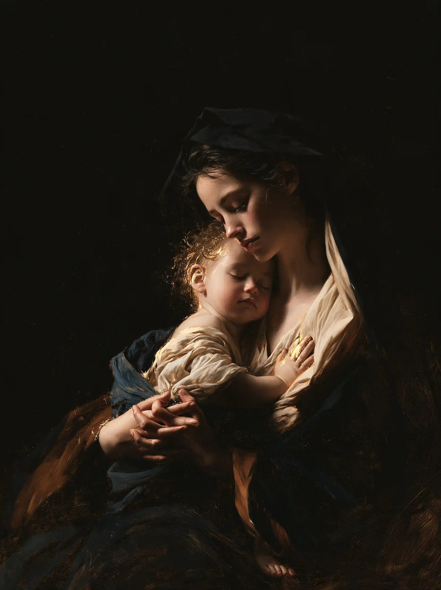 Virgin Mary and Child Jesus - Black and Gold · Portrait n° 22