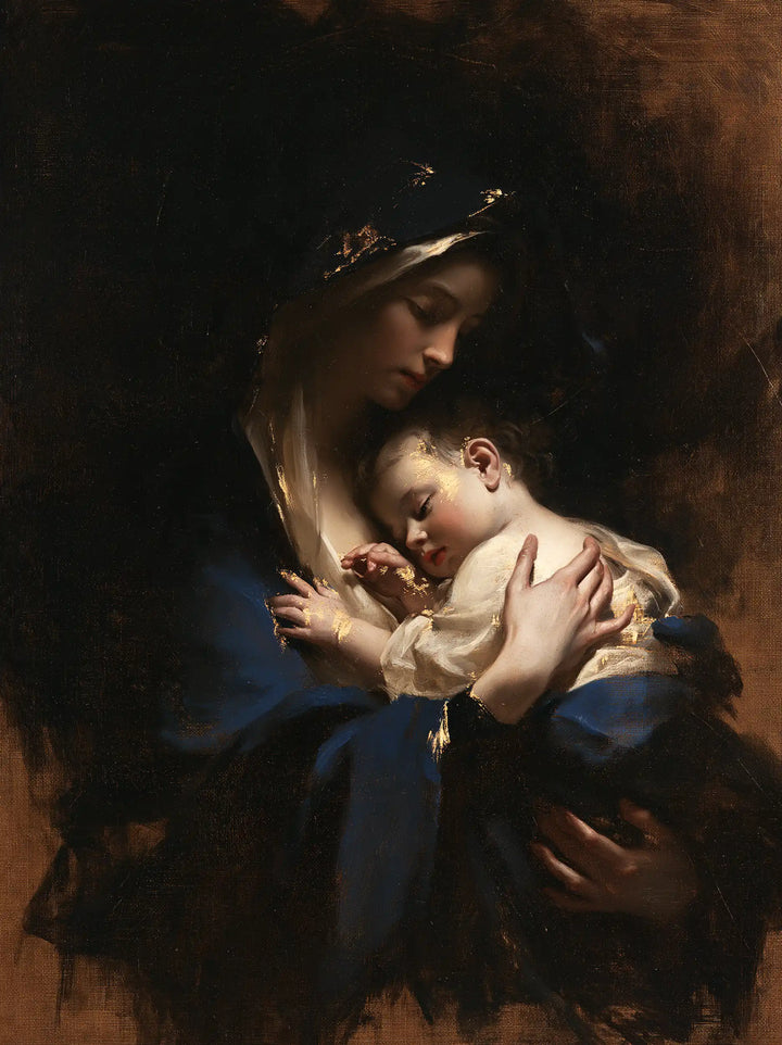 Virgin Mary and Child Jesus - Black and Gold · Portrait n° 24