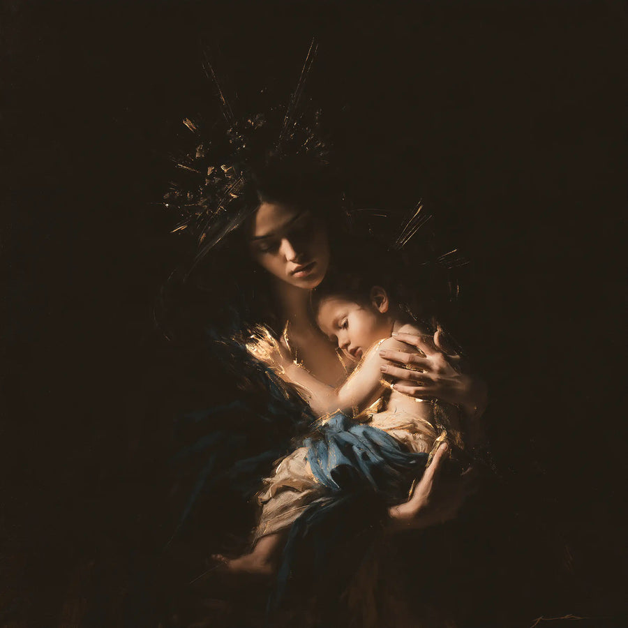 Virgin Mary and Child Jesus - Black and Gold · Square n° 8