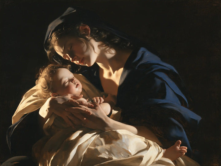 Virgin Mary and Child Jesus - Caravaggio Tenebrism · Landscape n° 6