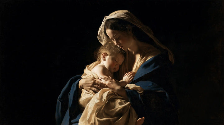 Virgin Mary and Child Jesus - Caravaggio Tenebrism · Landscape n° 14