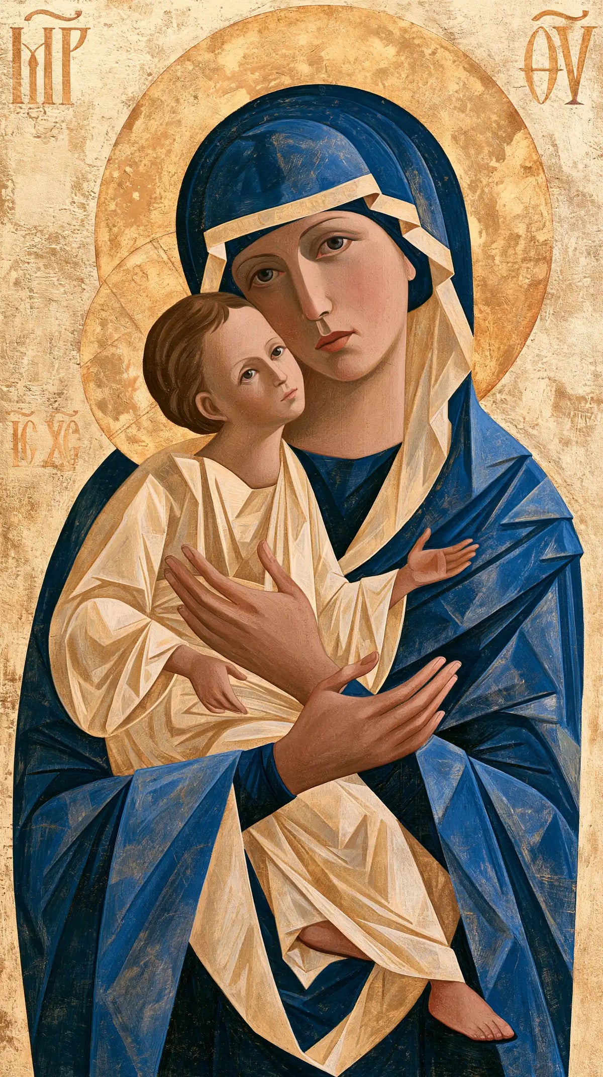 the Virgin Mary and the Child Jesus in Contemporary Byzantine style, portrait Christian artwork no. 11