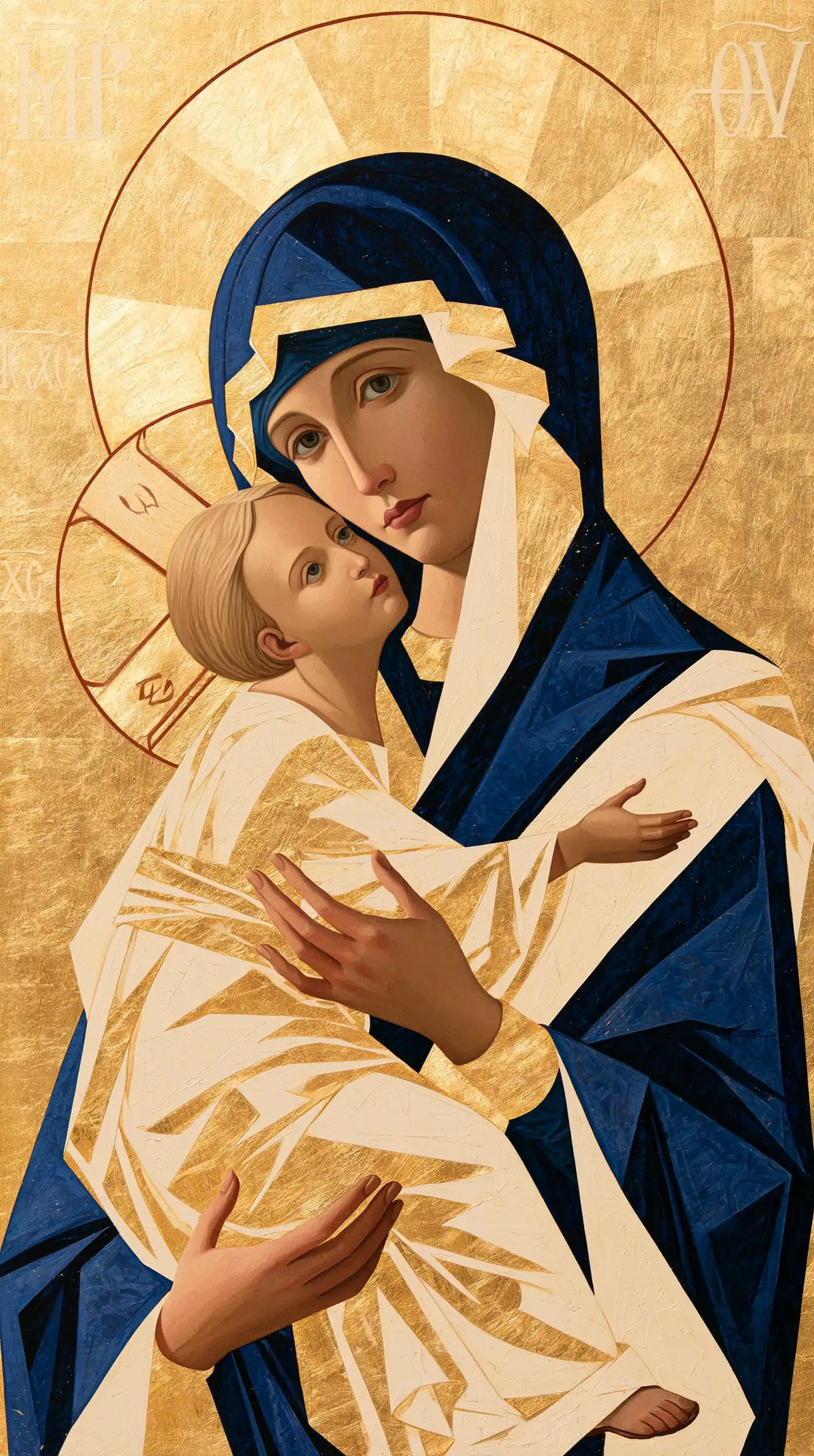 the Virgin Mary and the Child Jesus in Contemporary Byzantine style, portrait Christian artwork no. 20