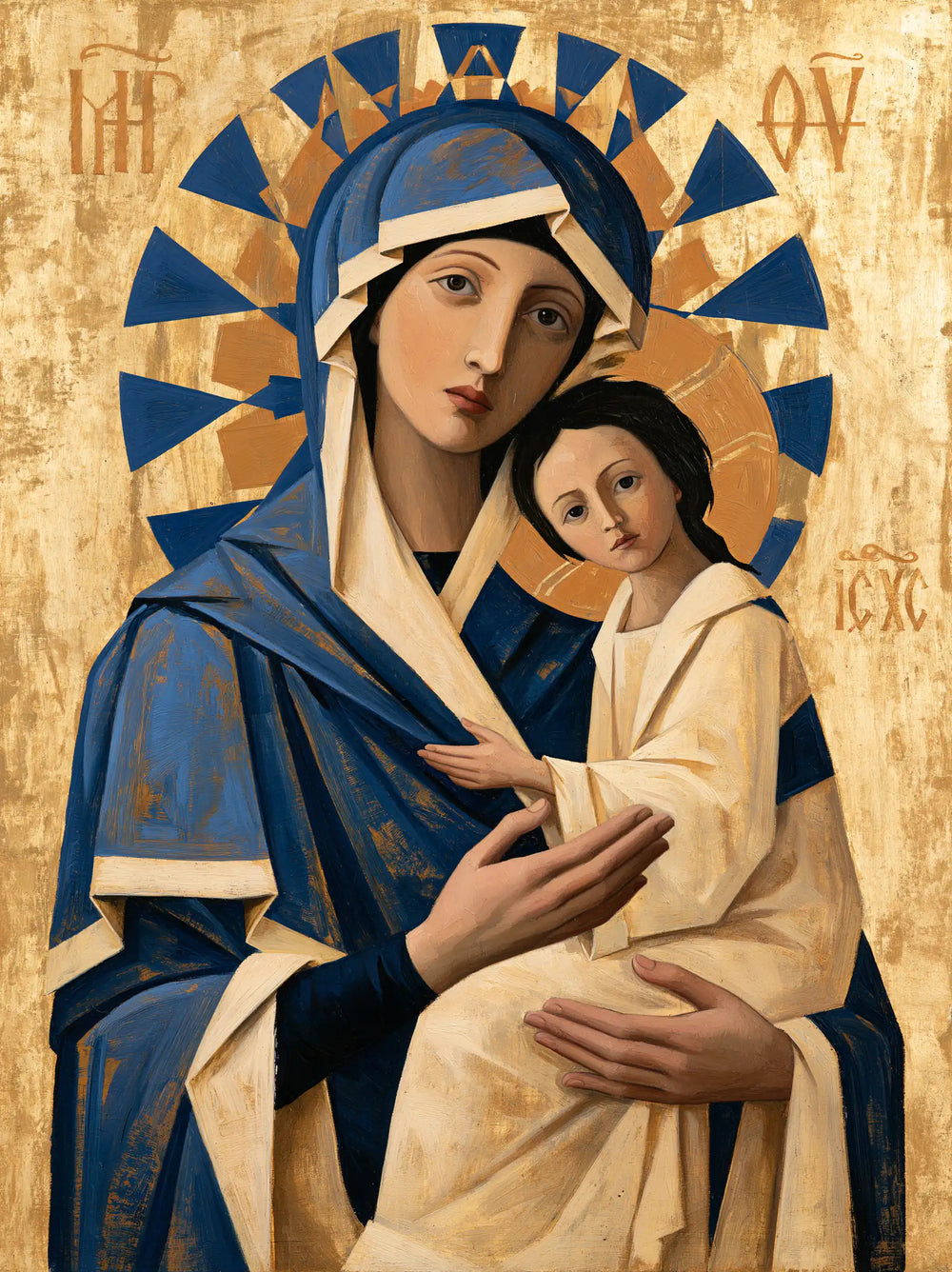 the Virgin Mary and the Child Jesus in Contemporary Byzantine style, portrait Christian artwork no. 25