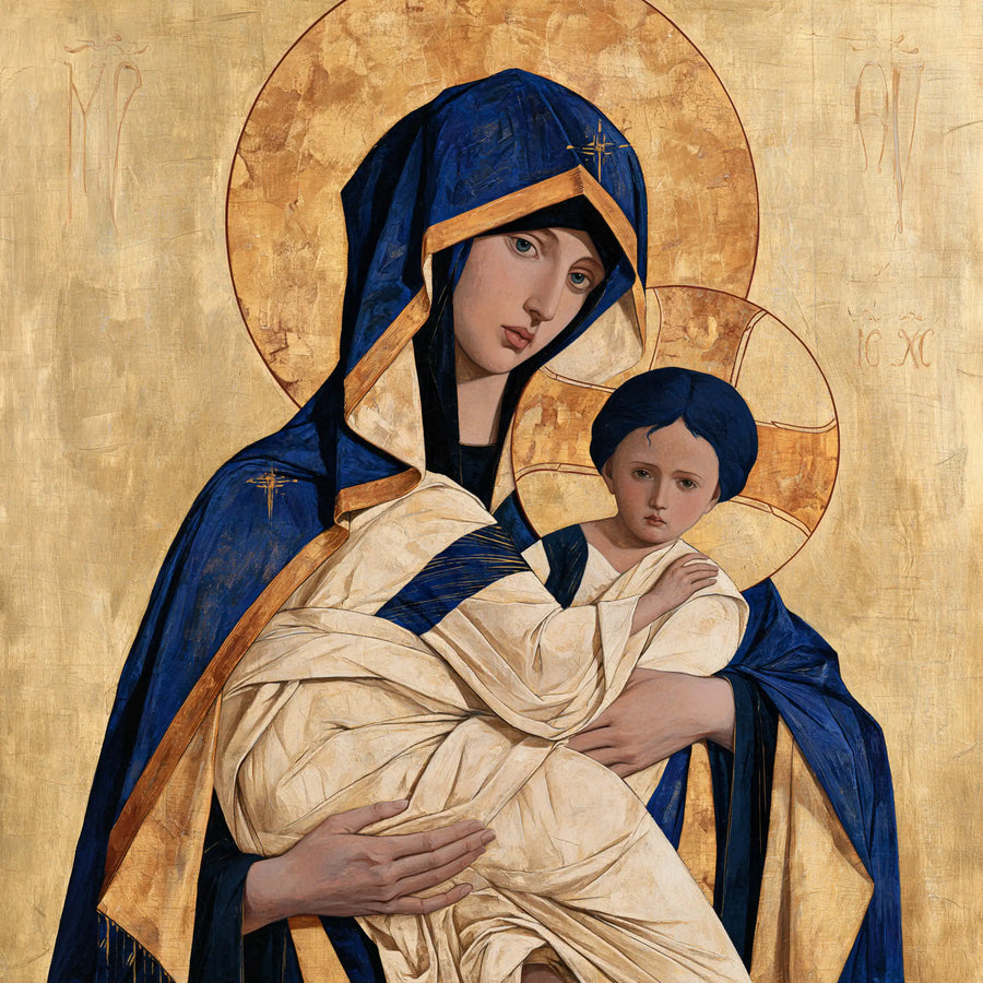 Virgin Mary and Child Jesus - Contemporary Byzantine · Square n° 2