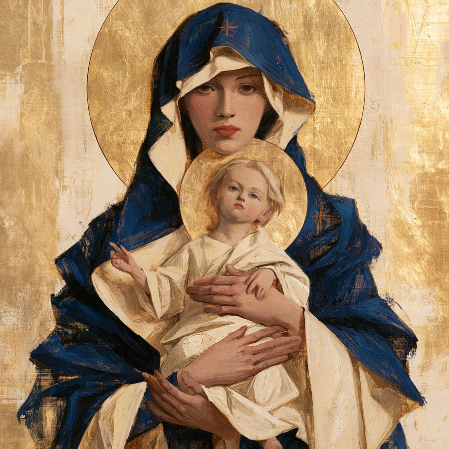 Virgin Mary and Child Jesus - Contemporary Byzantine · Square n° 5