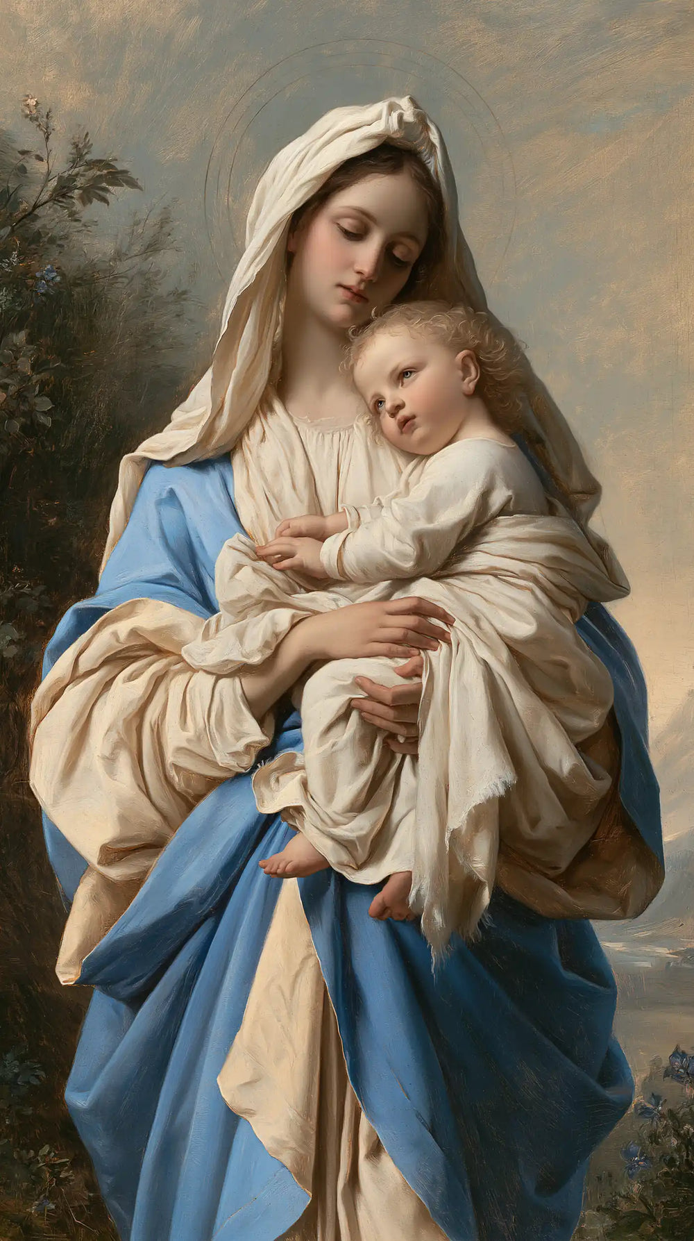 the Virgin Mary with the Child Jesus in Florentine Renaissance style, portrait Christian artwork no. 2