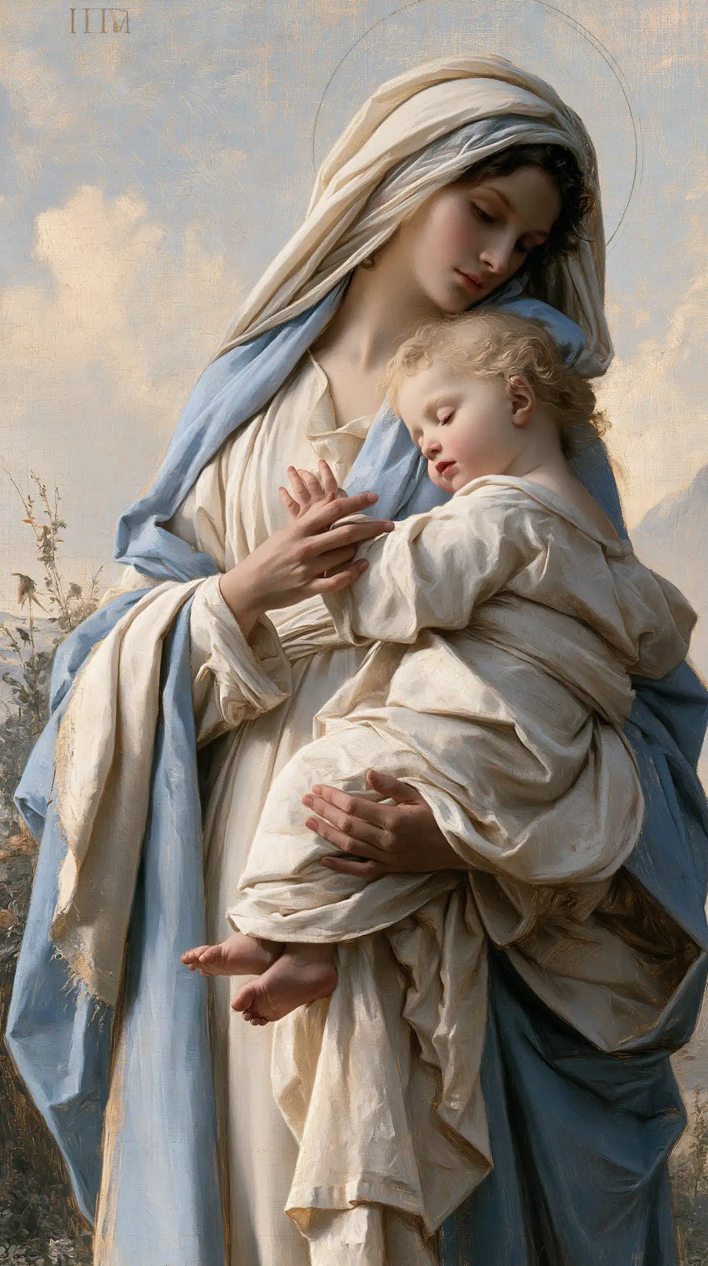 the Virgin Mary with the Child Jesus in Florentine Renaissance style, portrait Christian artwork no. 6