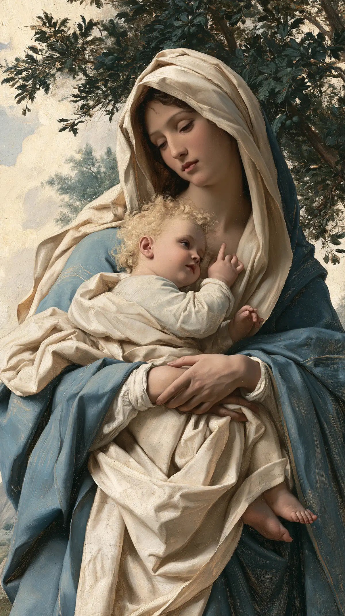 the Virgin Mary with the Child Jesus in Florentine Renaissance style, portrait Christian artwork no. 7