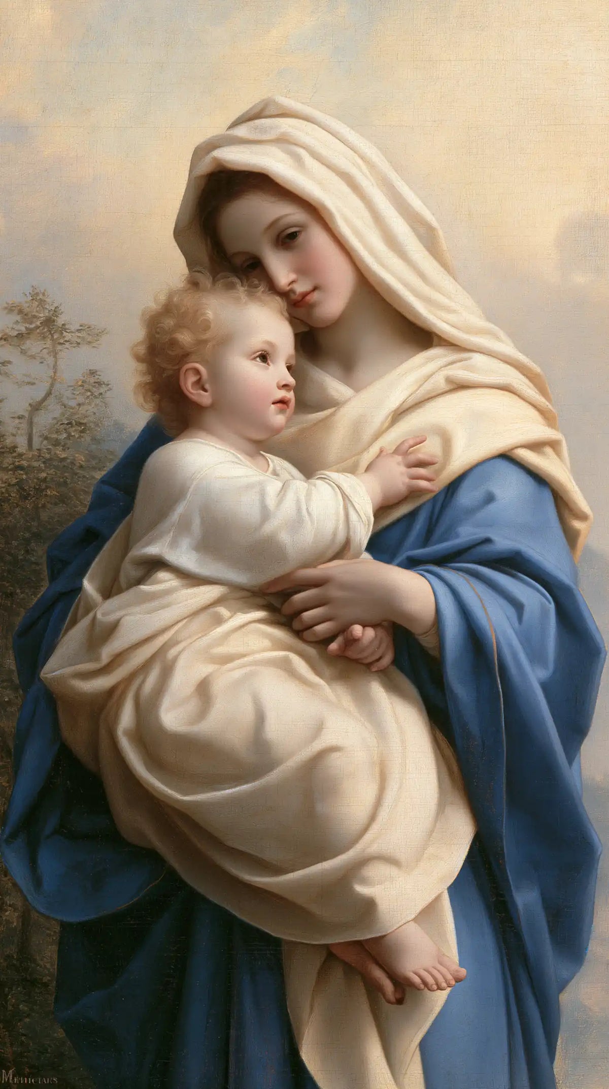 the Virgin Mary with the Child Jesus in Florentine Renaissance style, portrait Christian artwork no. 16