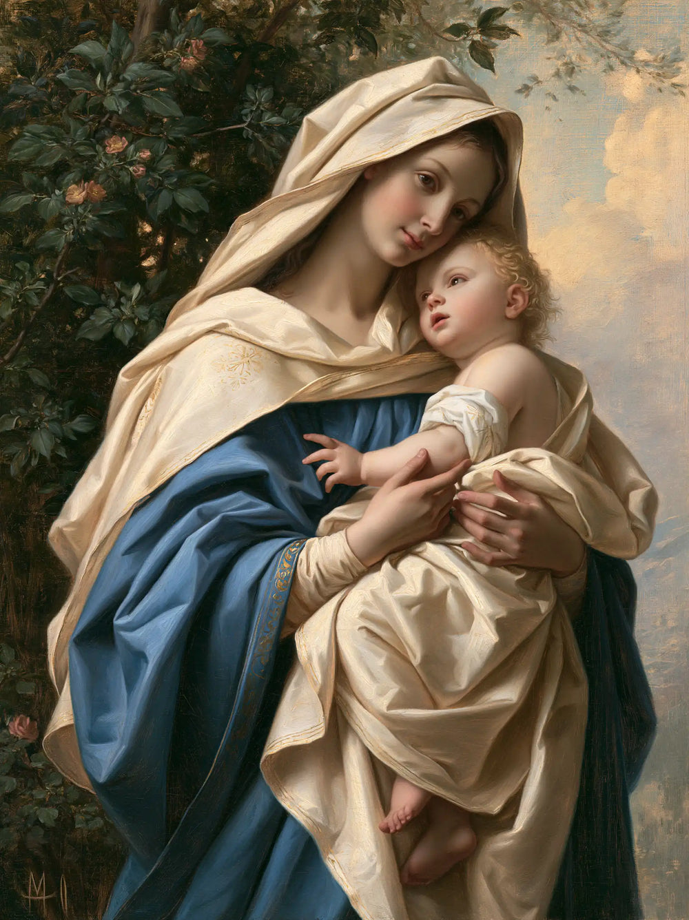 the Virgin Mary with the Child Jesus in Florentine Renaissance style, portrait Christian artwork no. 24