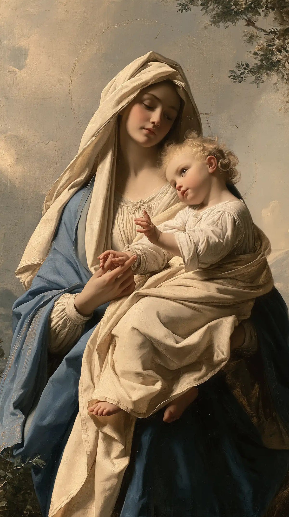 the Virgin Mary with the Child Jesus in Florentine Renaissance style, portrait Christian artwork no. 28