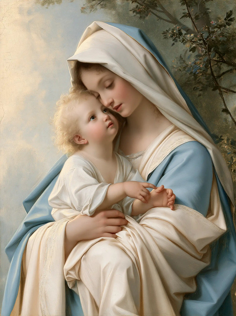 the Virgin Mary with the Child Jesus in Florentine Renaissance style, portrait Christian artwork no. 33