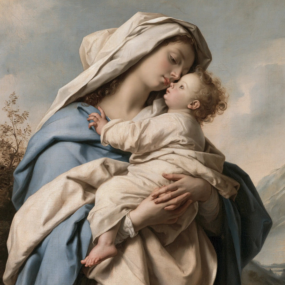 the Virgin Mary with the Child Jesus in Florentine Renaissance style, square Christian artwork no. 5