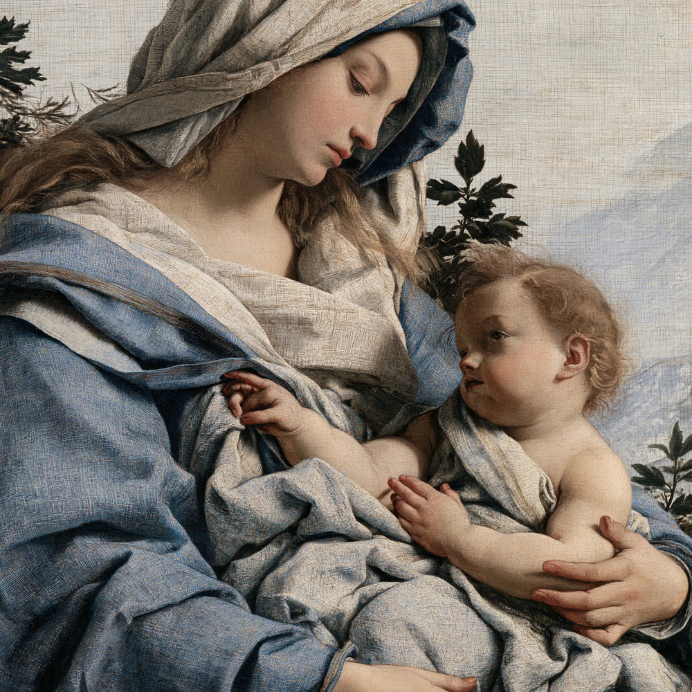 the Virgin Mary with the Child Jesus in Florentine Renaissance style, square Christian artwork no. 8