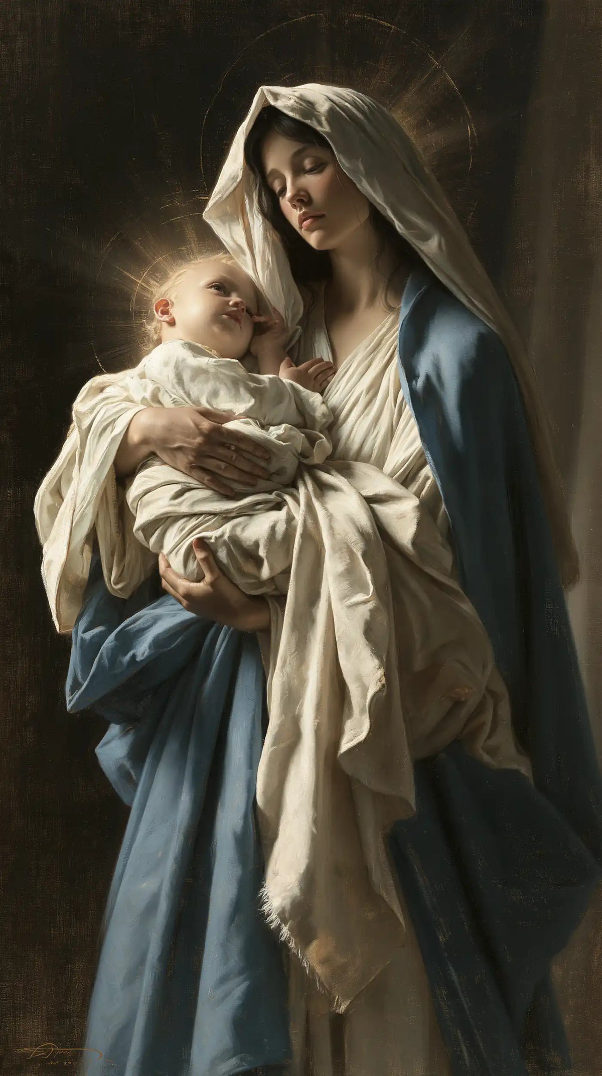 the Virgin Mary presenting the Child Jesus in Mary Presenting the Child Jesus style, portrait Christian artwork no. 22