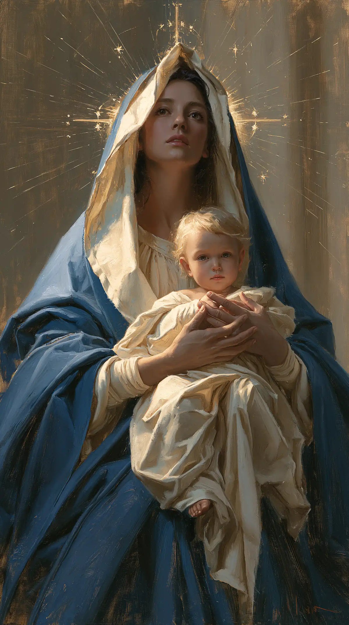 the Virgin Mary presenting the Child Jesus in Mary Presenting the Child Jesus style, portrait Christian artwork no. 25