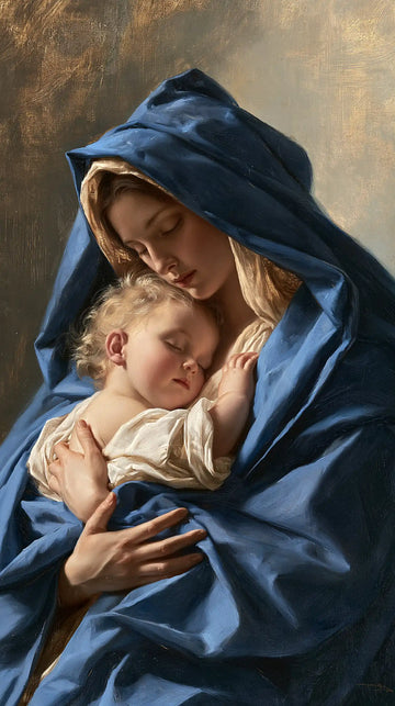 Virgin Mary and Child Jesus - Mary Protecting Jesus Beneath Her Mantle · Portrait n° 4