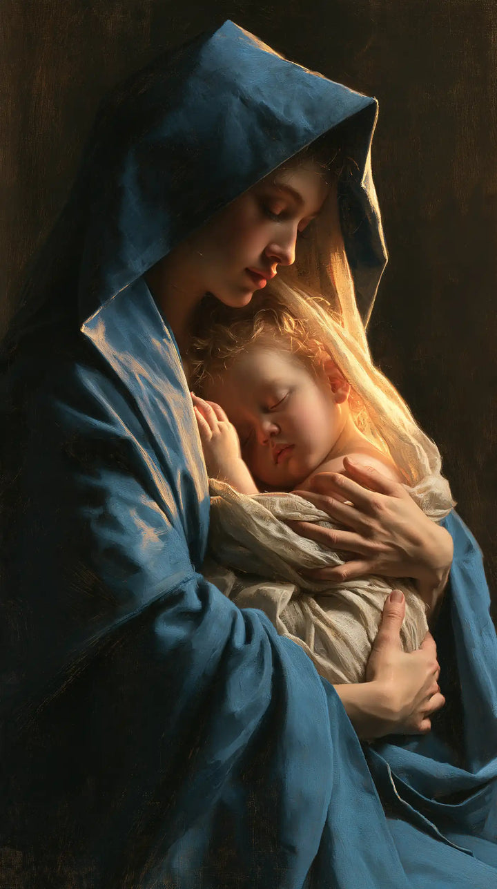 Virgin Mary and Child Jesus - Mary Protecting Jesus Beneath Her Mantle · Portrait n° 9