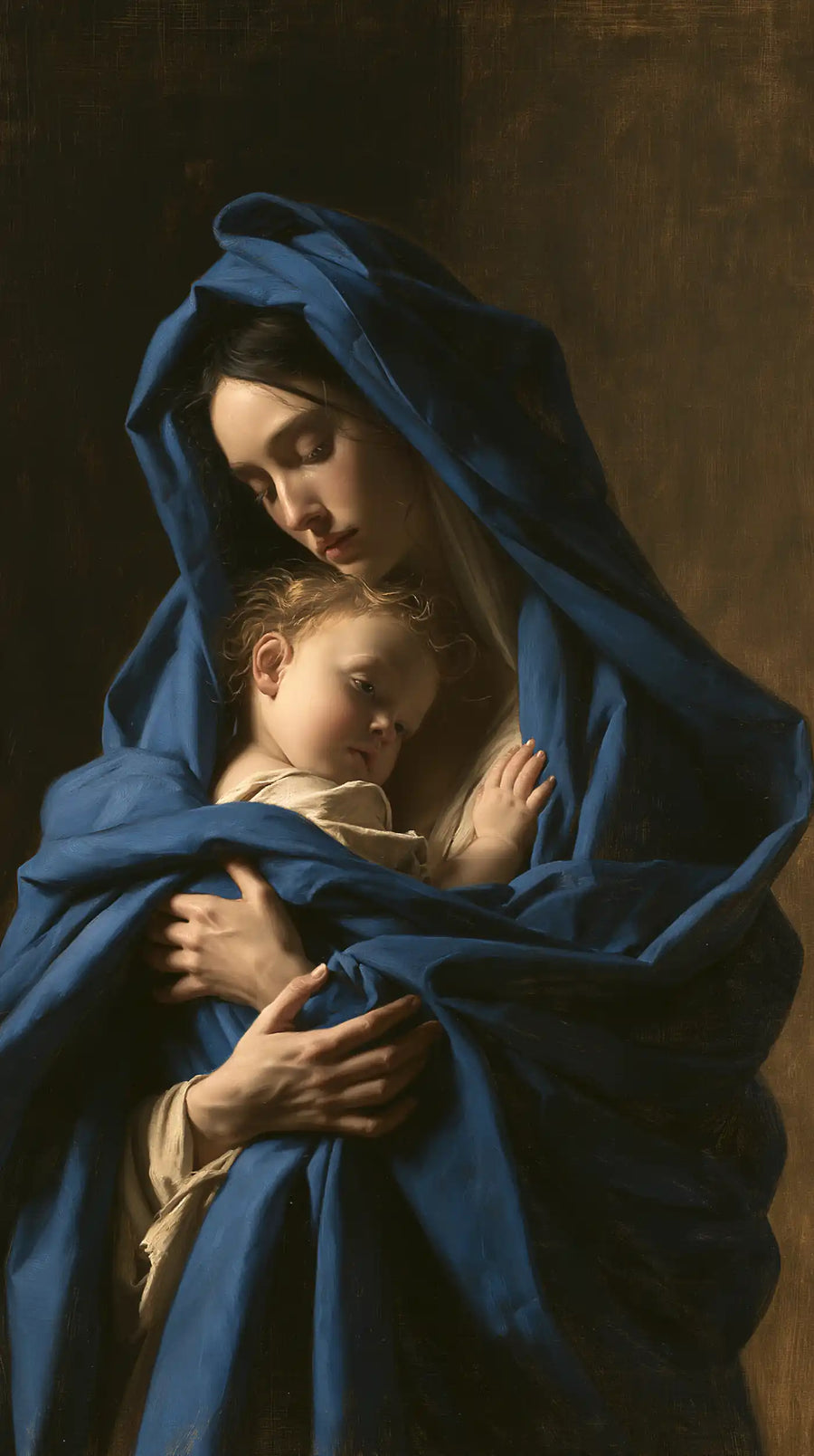 Virgin Mary and Child Jesus - Mary Protecting Jesus Beneath Her Mantle · Portrait n° 10