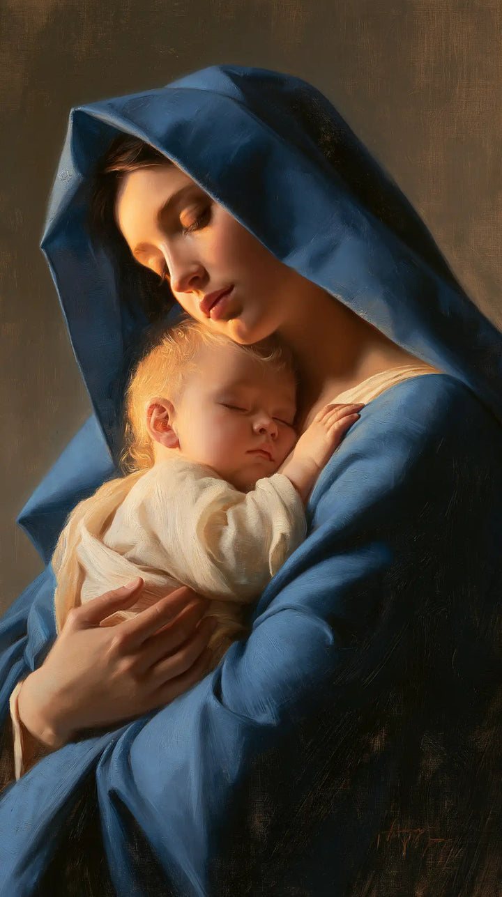 The Virgin and Child — The Little Cheek Beneath the Deep Hood