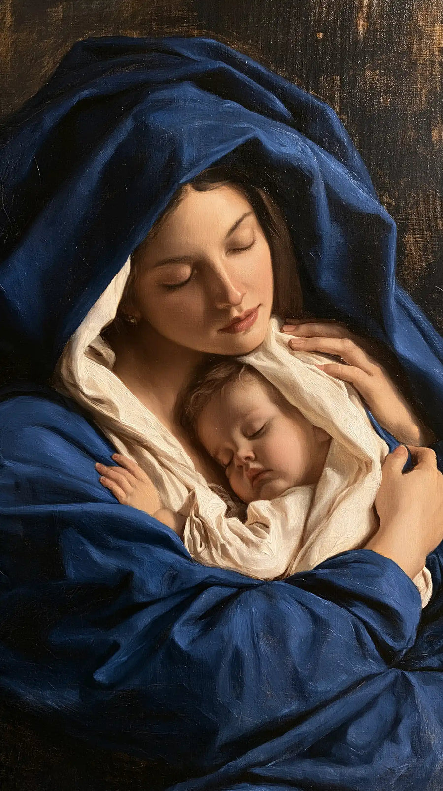 Virgin Mary and Child Jesus - Mary Protecting Jesus Beneath Her Mantle · Portrait n° 12