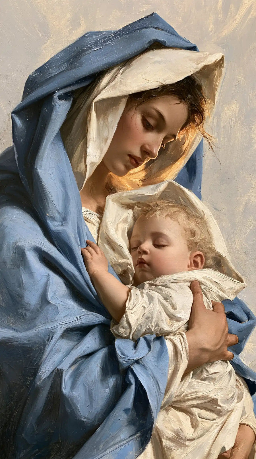 Virgin Mary and Child Jesus - Mary Protecting Jesus Beneath Her Mantle · Portrait n° 15