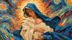 The Virgin and Child — Golden Rest Within the Cobalt Mantle