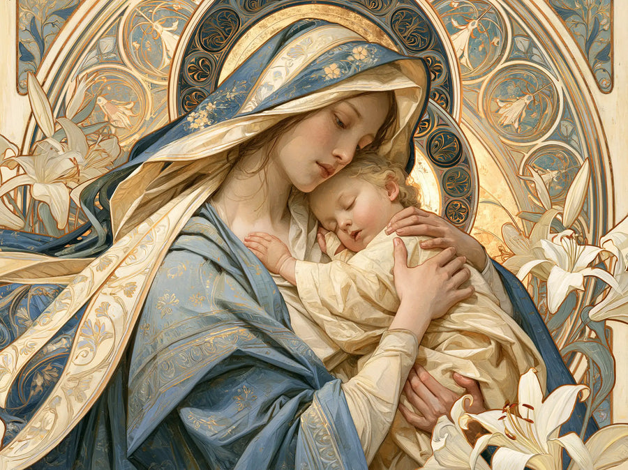 Virgin Mary and Child Jesus - Sacred Art Nouveau · Landscape n° 5