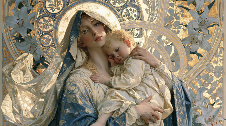 The Virgin and Child — The Gaze Beneath Flowered Medallions