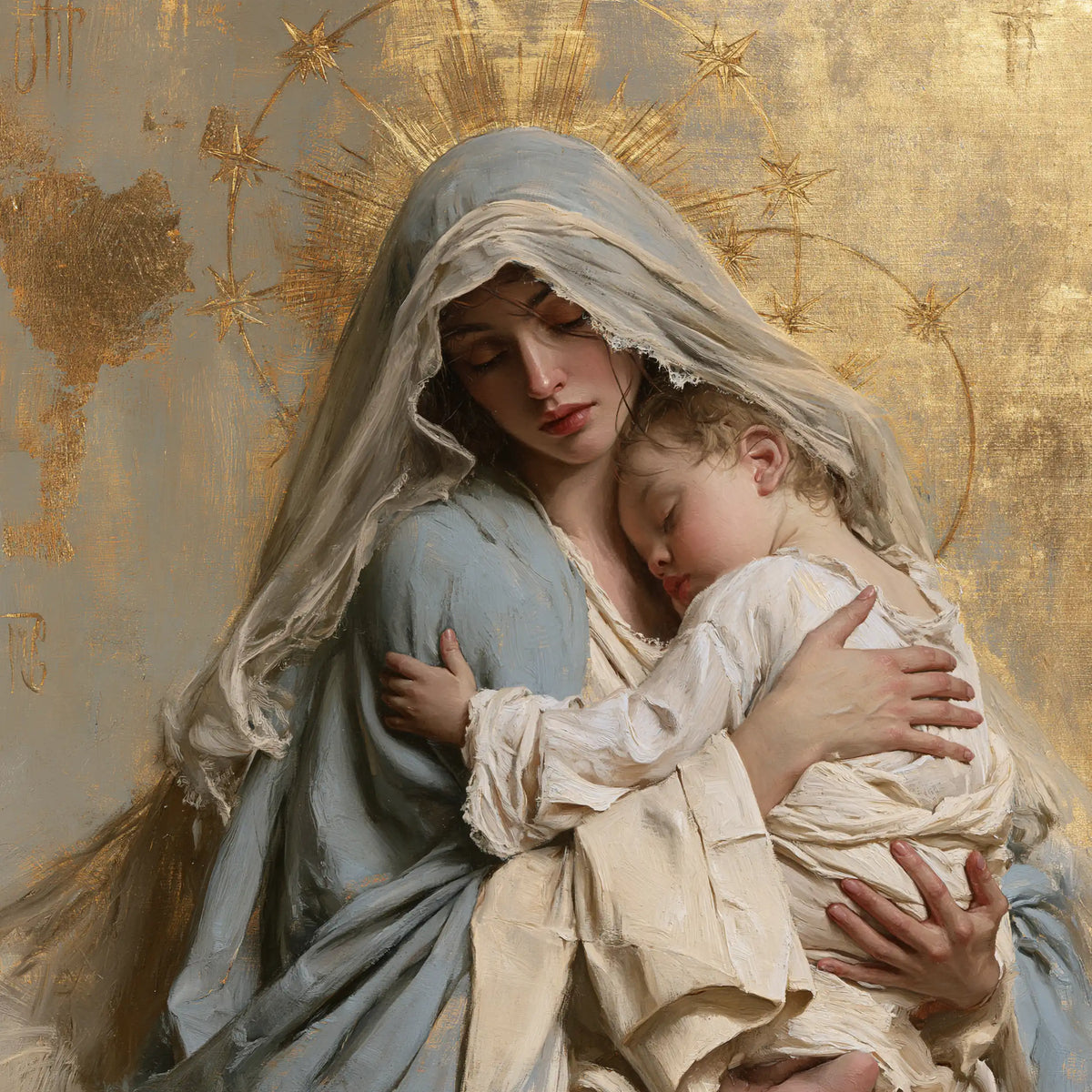 Virgin Mary and Child Jesus - Sacred Gold · Square n° 3