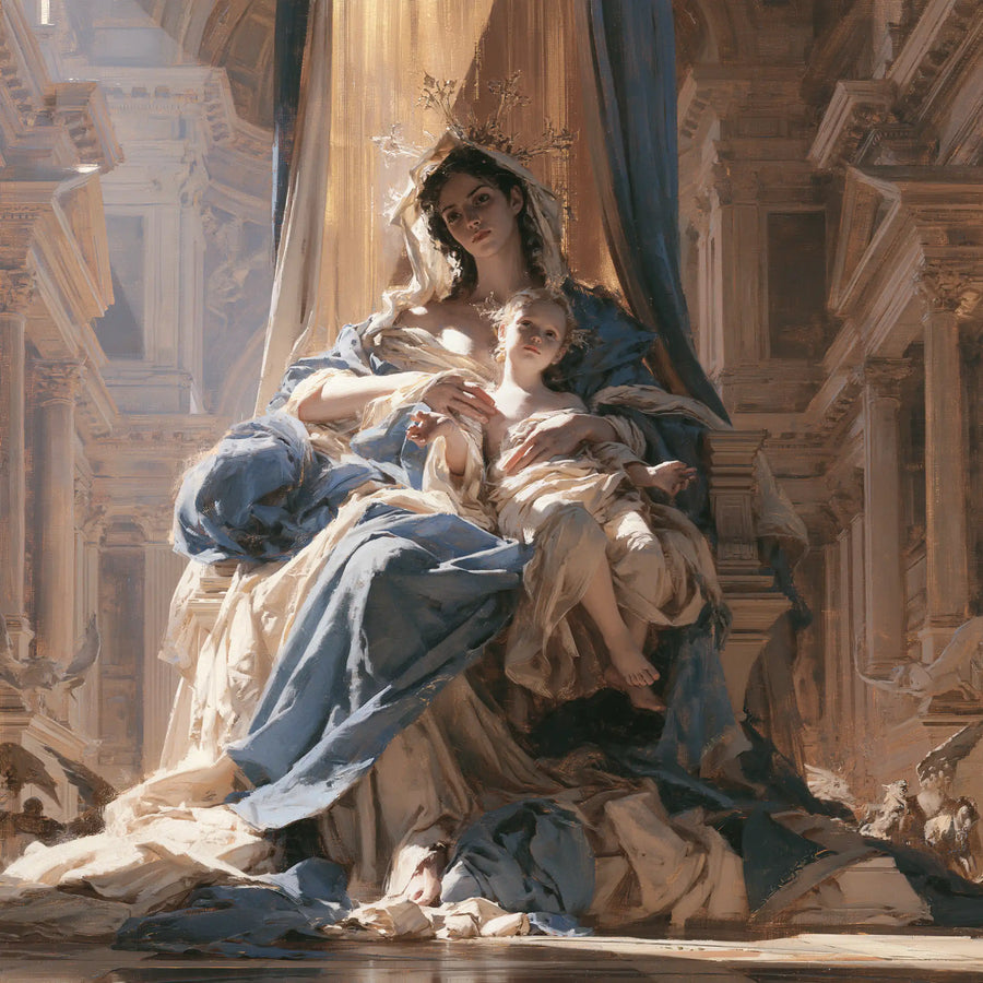 Virgin Mary and Child Jesus - Sacred Monumental View · Square n° 2
