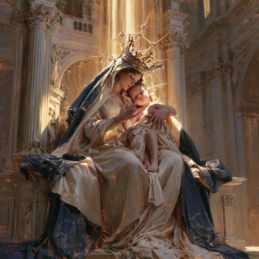 Virgin Mary and Child Jesus - Sacred Monumental View · Square n° 4
