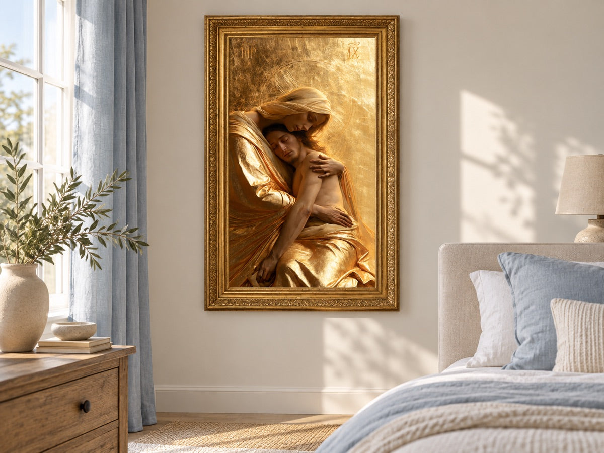 ปิเอตา — gold framed interior mockup